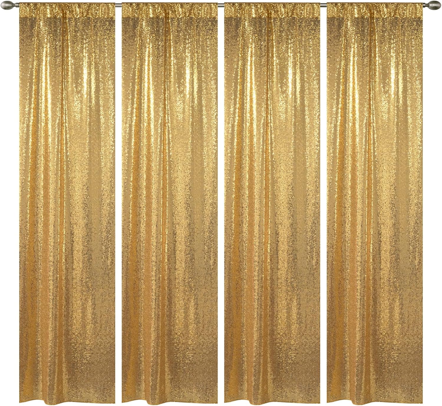 Gold Sequin Backdrop Curtain - 4PCS (2FTx8FT) Glitter Photo Background for Wedding, Christmas, Party, Baby Shower & Stage Decorations (Gold, 2x8ft 4 Panels) - Image 2