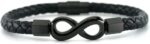 Infinity Leather Bracelet for Men Stainless Steel Love You Forever and Always Bracelets Band Bangle Wrist Bracelet Jewelry Gifts for Husband Dad Brother Son(7.5'') - Image 2