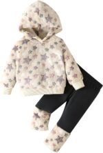 Jecson Toddler Baby Girl Clothes: Soft Fleece & Thermal Outfits Set Animal Pattern Hoodie & Pants Cute Winter Home Out 6M-4Y - Image 2