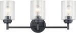 Kichler Winslow 21.5” Vanity Light in Black with Clear Seeded Glass, 3-Light Modern Bathroom Lighting Fixture, 45886BK - Image 2