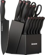 Knife Set, Astercook 15 Pieces Knife Sets for Kitchen with Block, Dishwasher Safe Kitchen Knife Set with Built in Sharpener Block, German Stainless Steel Knife Block Set, Valentine's Gift - Image 2