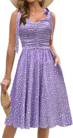 Kranda Women 2026 Summer Casual Spaghetti Strap Sundress V Neck Sleeveless Flowy Boho Floral Midi Dress with Pockets - Image 2