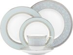 Lenox Dinnerware Set, Westmore 5-Piece Place Setting Set, Service for 1, Bone China Dinnerware, Dishwasher And Microwave Safe, Plate, Saucer, and Teacup, Kitchen and Dining (White/Blue, 5 Piece) - Image 2