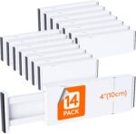 Lifewit 14 Pack Drawer Dividers for Clothes, 10.9-16" Adjustable Drawer Organizers, 4" High Plastic Expandable Drawer Separators in Bedroom/Office/Bathroom/Kitchen Storage, White - Image 2