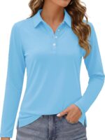 MAGCOMSEN Women's Polo Shirts Long Sleeve Golf Shirt Quick Dry UPF 50+ Sun Protection Lightweight Tennis Shirts - Image 2