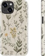 MERRO for iPhone 15 Case - Wireless Charging Compatible - Dual-Layer Hard Shell & Silicone Cover - Protective Phone Case with Cute Wildflower Designs for Women - Floral Whisper - Image 2