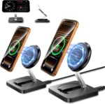 Magnetic Wireless Charger, [2 Pack] 15W Foldable Fast Charging Stand for iPhone 17/16/15/14/13/12 Series/AirPods 3/2/Pro 2/3, Samsung Wireless Charger Station for Galaxy S25 Ultra/S24/S23/S22/S21/S20 - Image 2