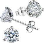 Moissanite Stud Earrings, Lab Created Double Halo Design 1 Pair VVSI Quality D Color Round Cut,Moissanite Earrings for Women Men Sensitive Ear Gifts - Image 2