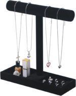 Multi-Use Jewelry Holder Stand, Necklace Bracelet Ring Organizer Stand, Scrunchie Watches Velvet Jewelry Holder Stand With Tray for Women Home Use(Black Color) - Image 2