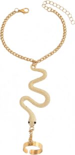 NIQIPOK Snake Hand Chain Bracelet for Women Snake Finger Ring Bracelet Slave Chain Hand Harness Bracelets Halloween Jewelry Accessories - Image 2