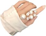 NIQIPOK Vintage Pearl Ring Open Pearl Finger Ring for Women Faux Pearl Stacking Ring Baroque Pearl Promise Ring Pearl Statement Jewelry - Image 2