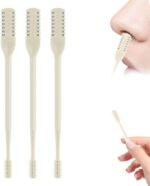 Nasal Hair Cutter, Double Sided Nose Hair Trimmer for Men Women, 360° Rotating Portable Manual Nose Hair Remover, Hairs Knife Noses with Ear Digger Travel Essentials (Beige, 3 PCS) - Image 2