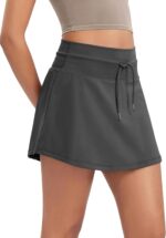 ODODOS Women's Drawstring Tie Daily Skirts Built-in Shorts Athletic Golf Tennis Skorts with Ball Pocket - Image 2