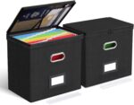 Oterri 2 Pack File Organizer Boxes with Lids, File Box with Mesh Pockets, Document Organizer Box for File Folders Letter Size, Zippers Filing Box for Home, Office, School (Black, Without Folders) - Image 2