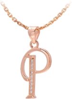 Paialco Rose Gold Plated Sterling Silver Letter P Initial Pendant Necklace for Women - Image 2