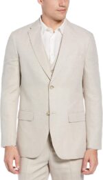 Perry Ellis Mens Linen-Blend Suit Jacket, Breathable Single Breasted Blazer, Regular Fit, with Chest Pocket (Sizes 36-54) - Image 2