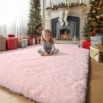 Pink Area Rugs for Bedroom Girls, Living Room Decor, Fluffy Fuzzy Shag Rug 4x6 for Kids Room, Soft Cute Indoor Floor Carpet for Baby, Teen, Nursery, Preppy Dorm, Playroom, Plush Aesthetic Bedside Rug - Image 2