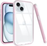 Puxicu Acrylic 2 in 1 for iPhone 15 Case，Anti-Yellowing, Military-Grade Protection, Drop Shockproof Slim Phone Cover for iPhone 15 6.1", Light Pink - Image 2
