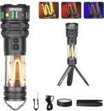 Rechargeable Camping Flashlight Tactical Flashlight, 11 Modes Multi-Function Flashlight 10000 Lumens Portable Camp Light with Stand, Bright LED Flashlight for Outdoor Activity, Black - Image 2
