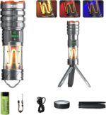 Rechargeable Flashlight 11 Modes Tactical Camping Flashlight with Red-Blue Emergency Lights, 10000 Lumens 3 in 1 Portable Camp Light with Stand, Bright LED Flashlight for Outdoor Activity - Image 2