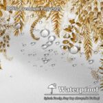 Renaiss 72 x 78 Inch Golden Leaf Shower Curtain for Bathroom Fall Plant Botanical Eucalyptus Leaf Watercolor Leaves Bathroom Curtain Waterproof Fabric Shower Curtain Sets Autumn Home Decor - Image 2