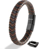 SERASAR | Premium Bracelet for Men in Genuine Black & Brown Leather | Magnetic Stainless Steel Clasp | Jewelry Box Included | Great Gift Idea - Image 2