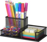 SUPEASY Pen Holder Desk Organizer, Office Supplies Pencil Holder with 3 Compartments, Desk Accessories and Workspace Organizers for Home School, Black - Image 2