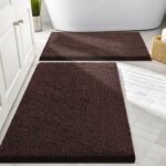 Smiry Bathroom Rugs Sets 2 Piece, Soft Absorbent Chenille Machine Washable Non Slip Shaggy Bath Rug Set for Tub, Shower, and Floor (30x20+24x16, Brown) - Image 2