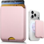 Stronger Magnetic Wallet for iPhone 17/16/15/14/13/12 Series & for MagSafe-compatible Cases, Slim Leather Magnetic Card Holder with RFID Blocking, N52 Magnet Phone Wallet, Fit 3 Cards, Pink - Image 2