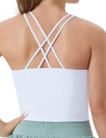 THE GYM PEOPLE Women's Cross Back Sports Bra Halter Neck Workout Crop Tank Tops with Removable Pads - Image 2