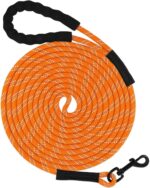 Taglory Long Dog Leash, 15FT 30FT 50FT 66FT Reflective Heavy Duty Rope Leash with Soft Padded Handle for Large Medium Dogs Backyard Training, Camping & Hiking, Orange 50FT - Image 2