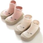 Toddler 2 Pairs Anti-Skid Socks Shoes Baby Boys Girls Rubber Sole Indoor First Walking Slippers - Image 2