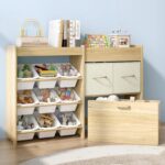 Toy Storage Organizer for Kids, 9-Bin Toy Organizer with 2-Drawers, Movable Toy Chest and Top Rack, Multifunctional Kids Bookshelf and Toy Storage for Playroom, Bedroom, Nursery, White - Image 2