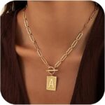 Valentines Day Gifts 14K Gold Plated Initial Letter Necklace for Women, Personalized Alphabet Pendant with Inspirational Engraving, Paperclip Chain Non-Tarnish Jewelry Gift for Her - Image 2