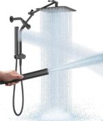 Veken All Metal 10" Black Shower Head with Handheld, Luxurious Square High Pressure Double Rain Shower Heads with Spray Combo, Dual Detachable Rainfall Showerhead with Arm,Bathroom Upgrade,Matte Black - Image 2