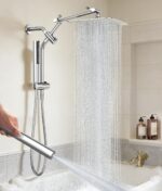Veken All Metal 10" Shower Head with Handheld, Luxurious Square Double Rain Shower Heads,Power Wash Wand,Dual High Pressure Detachable Rainfall Showerhead with Spray Combo,Extension Arm,Chrome,Sliver - Image 2