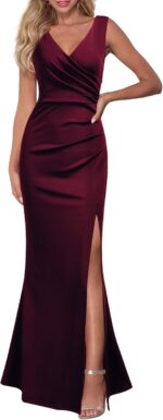 WOOSEA Women Sleeveless V Neck Split Evening Cocktail Long Dress - Image 2