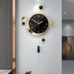 Wall Clock with Pendulum,Silent Non Ticking Battery Operated Modern Large Wall Clocks for Living Room Bedroom Farmhouse Office Kitchen Home Wall Decor-15.7x21.6Inch(Golden) - Image 2