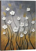 Wieco Art Morning Dancing 100% Hand Painted Floral Oil Paintings Canvas Wall Art Modern Stretched and Framed Grace Abstract Flowers Artwork Ready to Hang for Living Room Home Decorations Wall Decor - Image 2