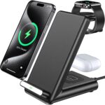 Wireless Charging Station,3 in 1 Charging Stand Made for Apple Watch Ultra 11 10 9 8 7 6 SE 5 4 3,Fast Wireless Charger Made for iPhone 17/Air/16/15/14/13/12,for AirPods Pro(with Adapter) (Black) - Image 2