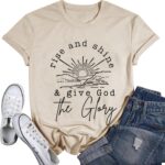 Women Mountain Sunrise Adventure Shirt Hiking Camping Workout T Loose Fit Activewear Rise and Shine Give God The Glory Shirt - Image 2