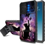 for Samsung Galaxy S24 FE Case with Slide Camera Cover & Built-in Kickstand,Military Grade Dual Layer Shockproof Protective Phone Case for Samsung Galaxy S24 FE,Astral Cat - Image 2