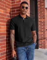 COOFANDY Men's Polo Shirts Short Sleeve Cotton Pique Casual Button T Shirts Classic Fit Collared Golf Shirts - Image 10
