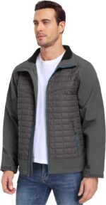 Little Donkey Andy Men's Lightweight Insulated Hybrid Jacket for Hiking Running Ski Thermal Warm with Removable Hood - Image 3
