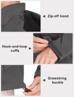 Little Donkey Andy Men's Lightweight Insulated Hybrid Jacket for Hiking Running Ski Thermal Warm with Removable Hood - Image 7