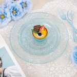 Rubtlamp 180Pcs Blue Glitter Dinnerware Set(30 Guests), Blue Plastic Plate With Gitter Disposable Silverware, Gitter Plate Set Include 30Dinner Platos, 30Dessert Platos, 90Cutlerys, 30Cups for Party - Image 4