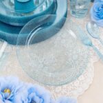 Rubtlamp 180Pcs Blue Glitter Dinnerware Set(30 Guests), Blue Plastic Plate With Gitter Disposable Silverware, Gitter Plate Set Include 30Dinner Platos, 30Dessert Platos, 90Cutlerys, 30Cups for Party - Image 8
