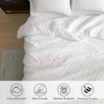 Amélie Home Twin Comforter Set, 2 Piece White Jacquard Bedding Set with 1 Pillow case, Soft Microfiber Diamond Design, Lightweight All-Season for Bedroom & Dorm - Image 3