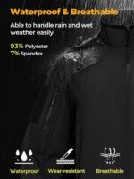 Men's Waterproof Softshell Jacket,Windproof Fleece Lined Winter Coat with Hood,Lightweight and Warm - Image 3