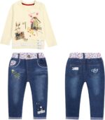 MAXIMGR Toddler Girl Clothes Baby Girl Outfits Cute Long Sleeve Cartoon Top + Jeans Pants Fall Winter Girls Clothing Sets - Image 3